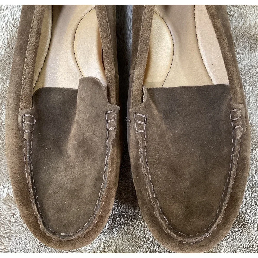Born Brown Leather Driving Loafers Moc Toe Slip On Flats Casual Trend Womens 11M